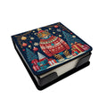 Leopard Christmas PU Leather Note Paper Holder with Artist-Designed Cover, Desk Accessory, Office Gift