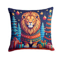 Lion Christmas Decorative Throw Pillow 14x14 Indoor Outdoor Accent Cushion, Fabric Cover with Insert for Sofa, Bed, Porch & Living Room