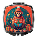 Monkey Christmas Compact Mirror Decorative Travel Makeup Mirror for Women Girls Gifts Pocket Makeup Mirror Folding Handheld