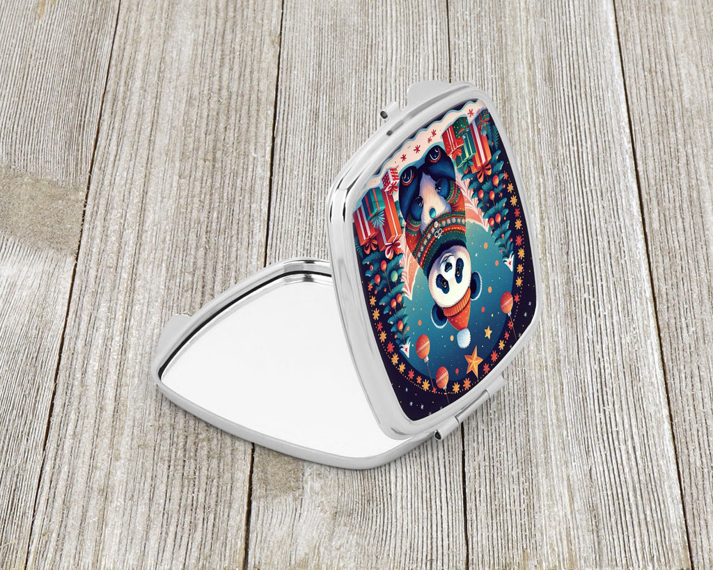 Panda Christmas Compact Mirror Decorative Travel Makeup Mirror for Women Girls Gifts Pocket Makeup Mirror Folding Handheld