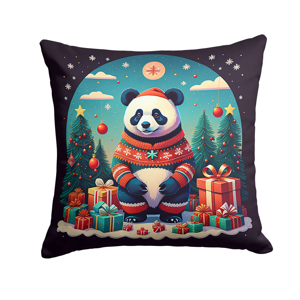 Panda Christmas Decorative Throw Pillow 18x18 Indoor Outdoor Accent Cushion, Fabric Cover with Insert for Sofa, Bed, Porch & Living Room