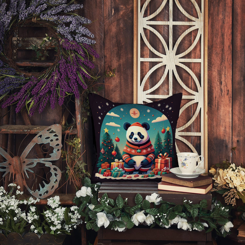 Panda Christmas Decorative Throw Pillow 18x18 Indoor Outdoor Accent Cushion, Fabric Cover with Insert for Sofa, Bed, Porch & Living Room