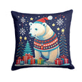 Polar Bear Christmas Decorative Throw Pillow 14x14 Indoor Outdoor Accent Cushion, Fabric Cover with Insert for Sofa, Bed, Porch & Living Room