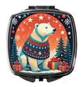 Polar Bear Christmas Compact Mirror Decorative Travel Makeup Mirror for Women Girls Gifts Pocket Makeup Mirror Folding Handheld