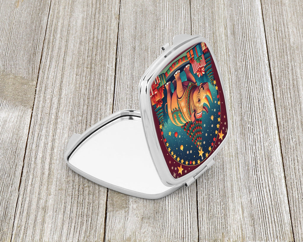 Rhinoceros Christmas Compact Mirror Decorative Travel Makeup Mirror for Women Girls Gifts Pocket Makeup Mirror Folding Handheld