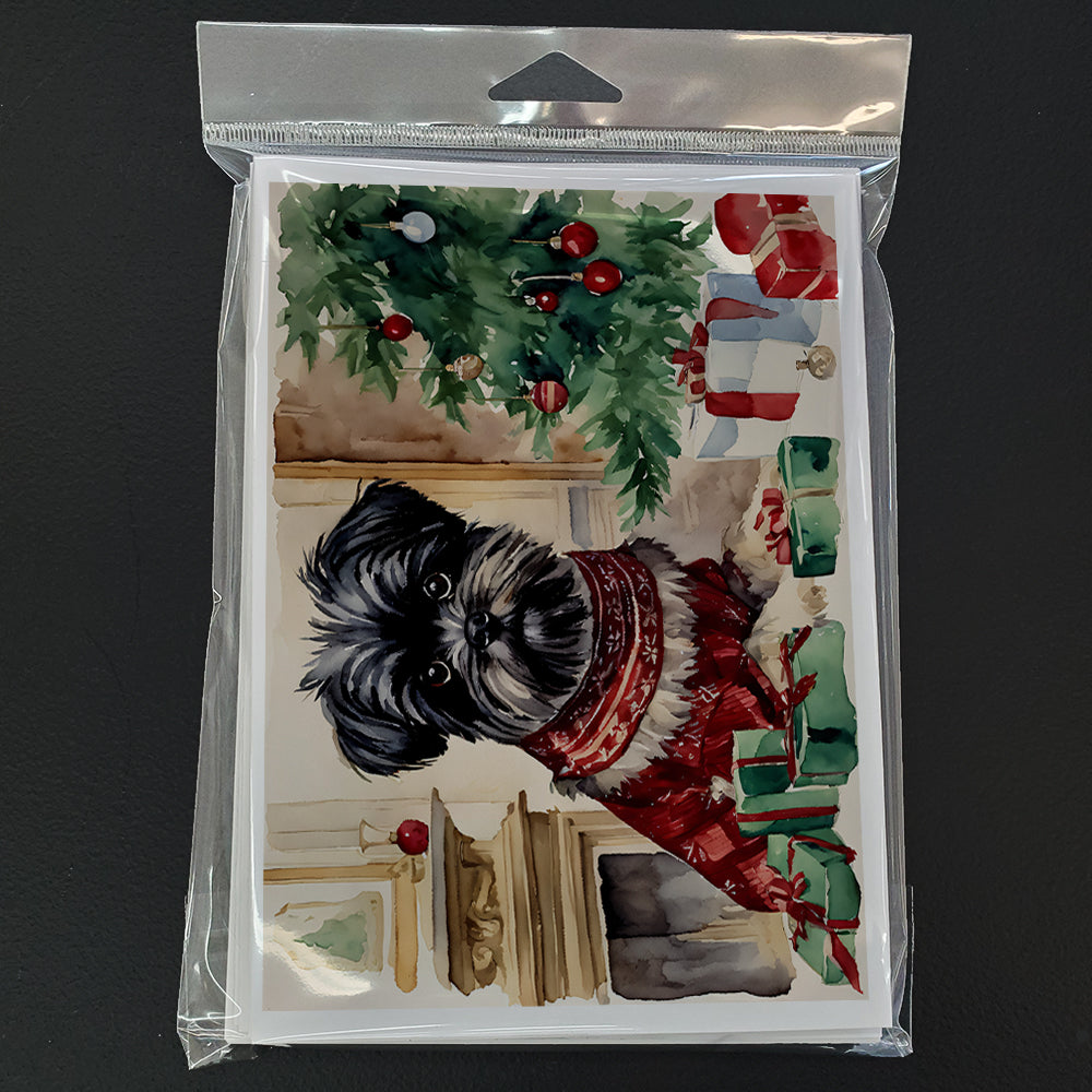 Affenpinscher Christmas Greeting Cards Pack of 8 Blank Cards with Envelopes Whimsical A7 Size 5x7