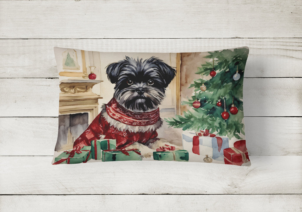 Affenpinscher Christmas Decorative Throw Pillow 12x16 Indoor Outdoor Accent Cushion, Fabric Cover with Insert for Sofa, Bed, Porch & Living Room