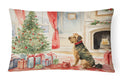 Airedale Terrier Christmas Decorative Throw Pillow 12x16 Indoor Outdoor Accent Cushion, Fabric Cover with Insert for Sofa, Bed, Porch & Living Room