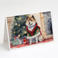 Akita Christmas Greeting Cards Pack of 8 Blank Cards with Envelopes Whimsical A7 Size 5x7