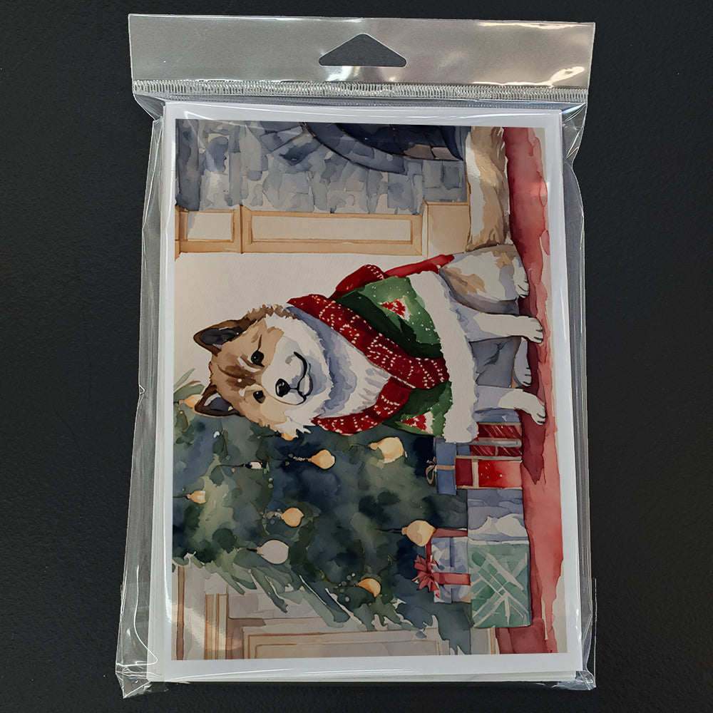 Akita Christmas Greeting Cards Pack of 8 Blank Cards with Envelopes Whimsical A7 Size 5x7