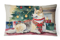 Akita Christmas Decorative Throw Pillow 12x16 Indoor Outdoor Accent Cushion, Fabric Cover with Insert for Sofa, Bed, Porch & Living Room