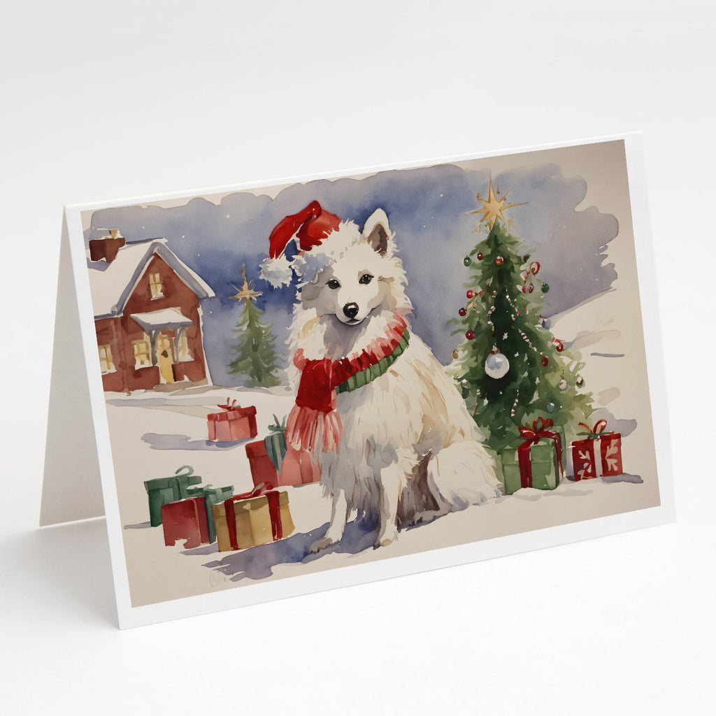 American Eskimo Christmas Greeting Cards Pack of 8 Blank Cards with Envelopes Whimsical A7 Size 5x7