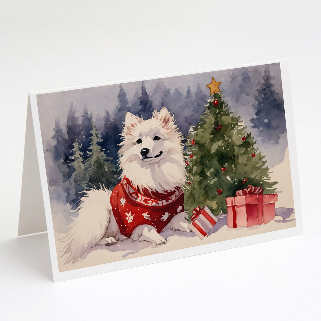 American Eskimo Christmas Greeting Cards Pack of 8 Blank Cards with Envelopes Whimsical A7 Size 5x7