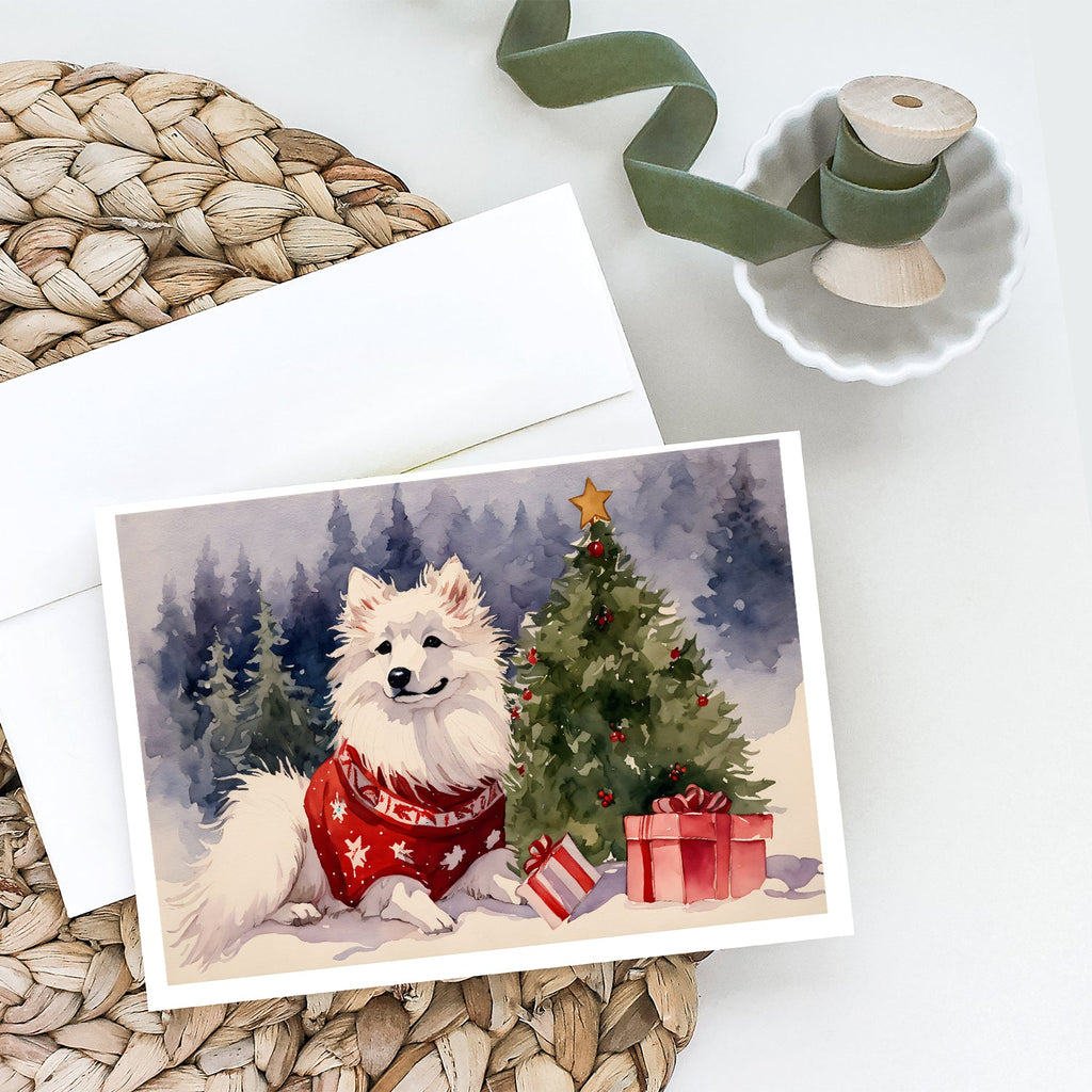 American Eskimo Christmas Greeting Cards Pack of 8 Blank Cards with Envelopes Whimsical A7 Size 5x7