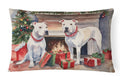 White Pit Bull Terrier Christmas Decorative Throw Pillow 12x16 Indoor Outdoor Accent Cushion, Fabric Cover with Insert for Sofa, Bed, Porch & Living Room
