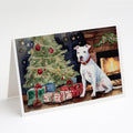 White Pit Bull Terrier Christmas Greeting Cards Pack of 8 Blank Cards with Envelopes Whimsical A7 Size 5x7