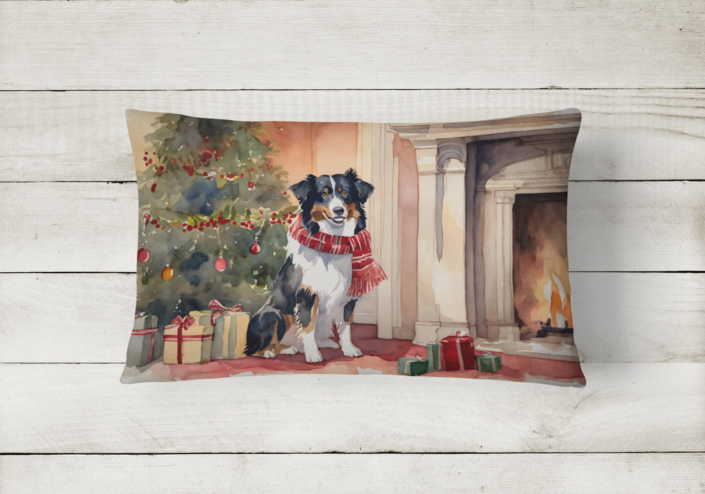Australian Shepherd Christmas Decorative Throw Pillow 12x16 Indoor Outdoor Accent Cushion, Fabric Cover with Insert for Sofa, Bed, Porch & Living Room