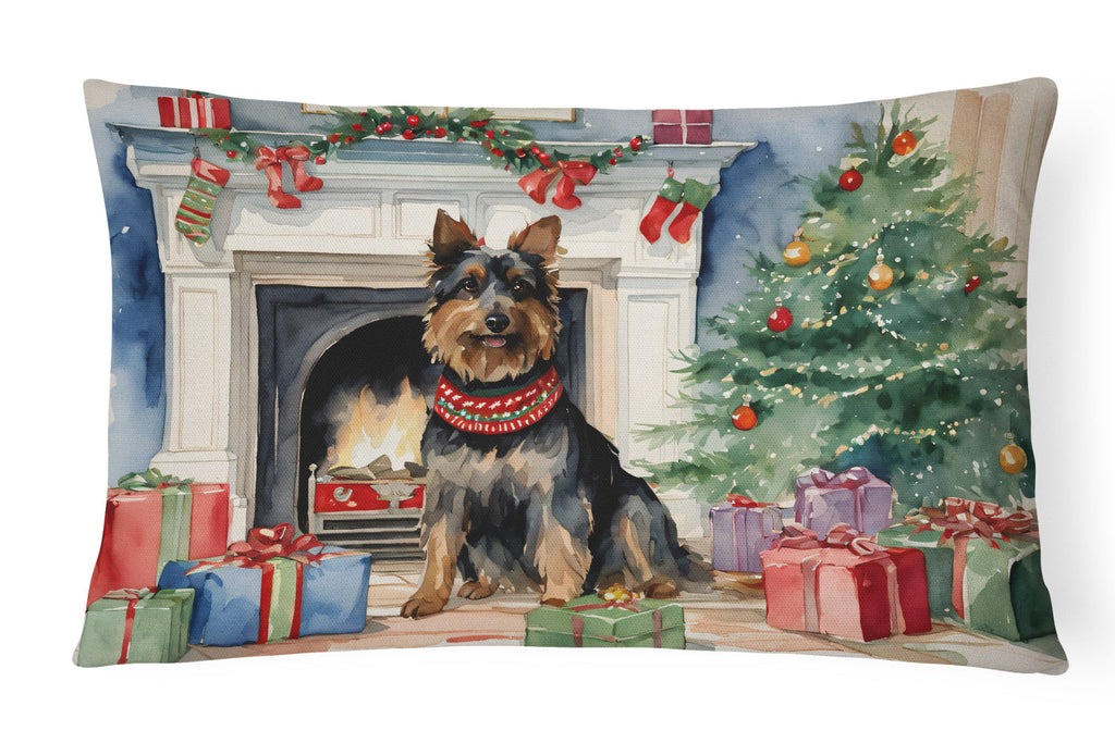 Australian Terrier Christmas Decorative Throw Pillow 12x16 Indoor Outdoor Accent Cushion, Fabric Cover with Insert for Sofa, Bed, Porch & Living Room
