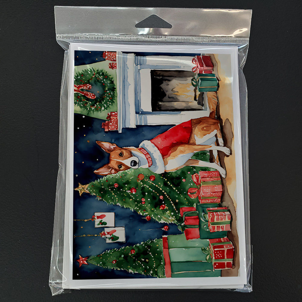 Basenji Christmas Greeting Cards Pack of 8 Blank Cards with Envelopes Whimsical A7 Size 5x7