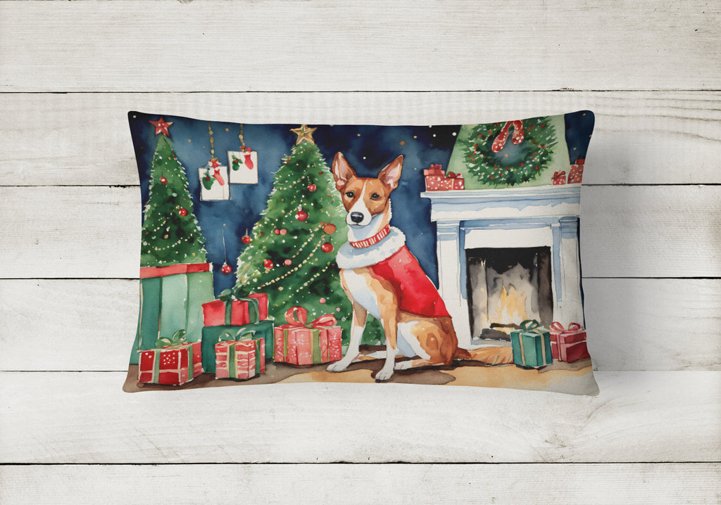Basenji Christmas Decorative Throw Pillow 12x16 Indoor Outdoor Accent Cushion, Fabric Cover with Insert for Sofa, Bed, Porch & Living Room