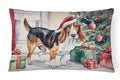 Basset Hound Christmas Decorative Throw Pillow 12x16 Indoor Outdoor Accent Cushion, Fabric Cover with Insert for Sofa, Bed, Porch & Living Room