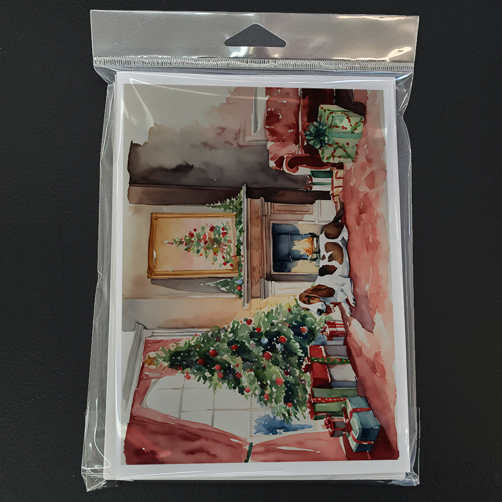 Basset Hound Christmas Greeting Cards Pack of 8 Blank Cards with Envelopes Whimsical A7 Size 5x7