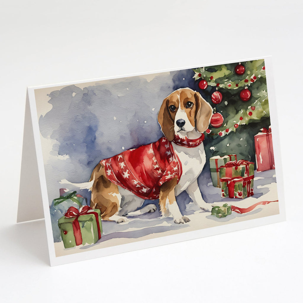 Beagle Christmas Greeting Cards Pack of 8 Blank Cards with Envelopes Whimsical A7 Size 5x7