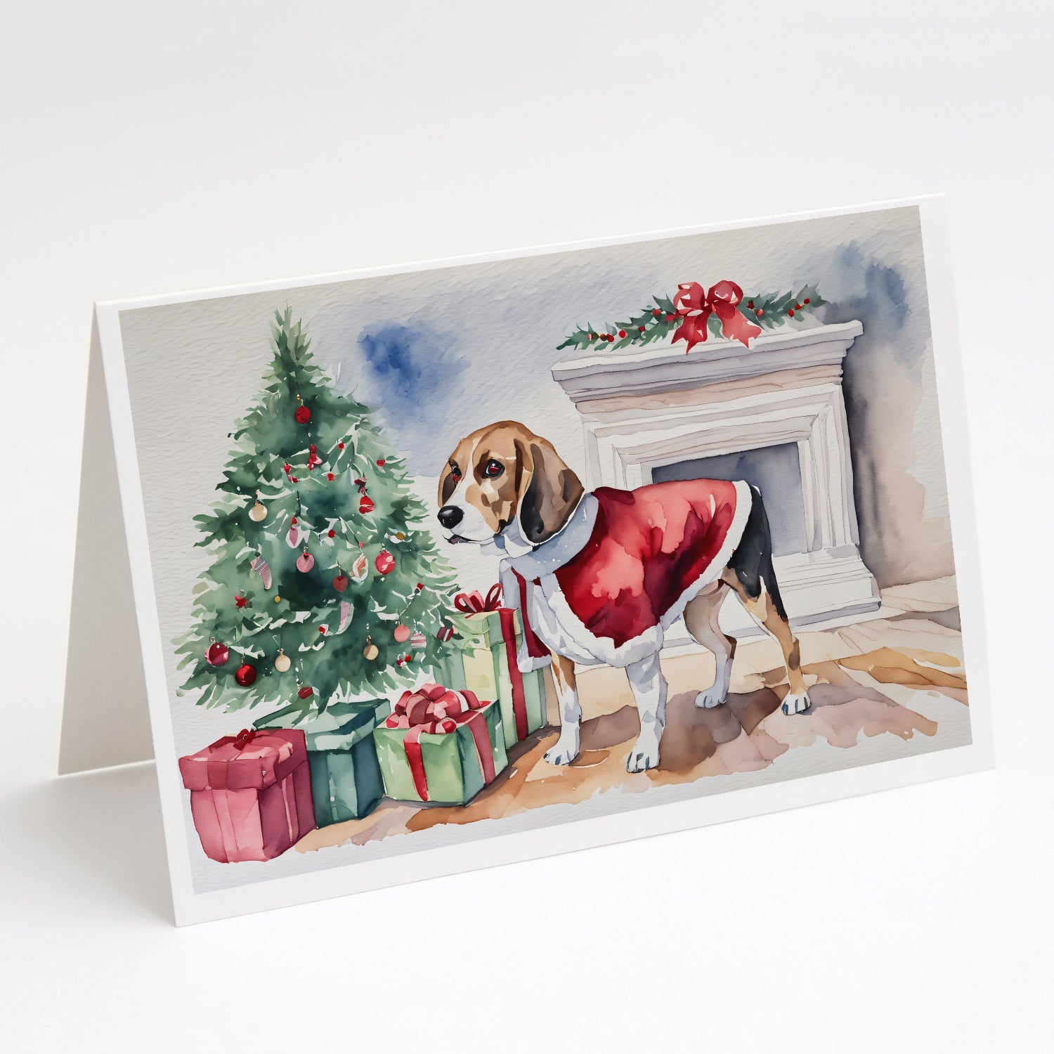 Beagle Christmas Greeting Cards Pack of 8 Blank Cards with Envelopes Whimsical A7 Size 5x7