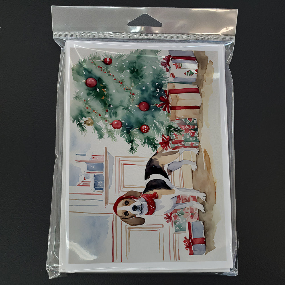 Beagle Christmas Greeting Cards Pack of 8 Blank Cards with Envelopes Whimsical A7 Size 5x7