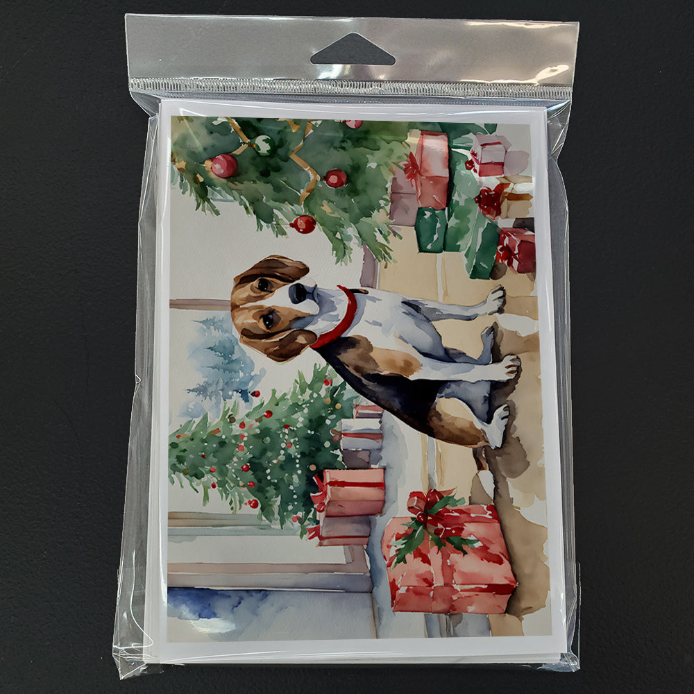 Beagle Christmas Greeting Cards Pack of 8 Blank Cards with Envelopes Whimsical A7 Size 5x7