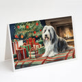 Bearded Collie Christmas Greeting Cards Pack of 8 Blank Cards with Envelopes Whimsical A7 Size 5x7
