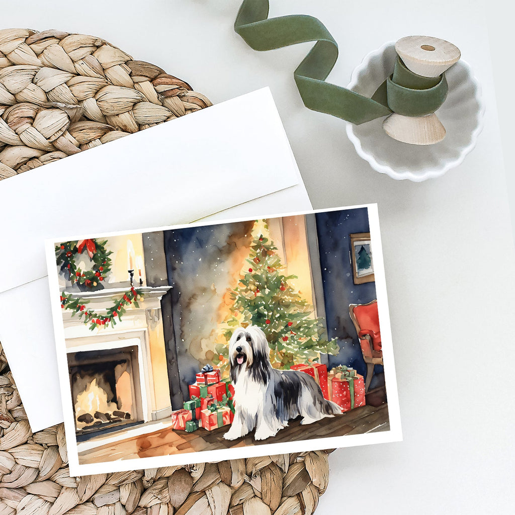 Bearded Collie Christmas Greeting Cards Pack of 8 Blank Cards with Envelopes Whimsical A7 Size 5x7