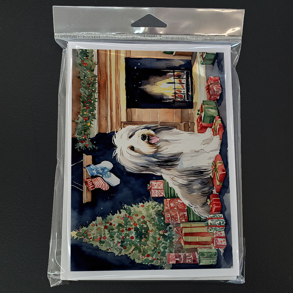 Bearded Collie Christmas Greeting Cards Pack of 8 Blank Cards with Envelopes Whimsical A7 Size 5x7