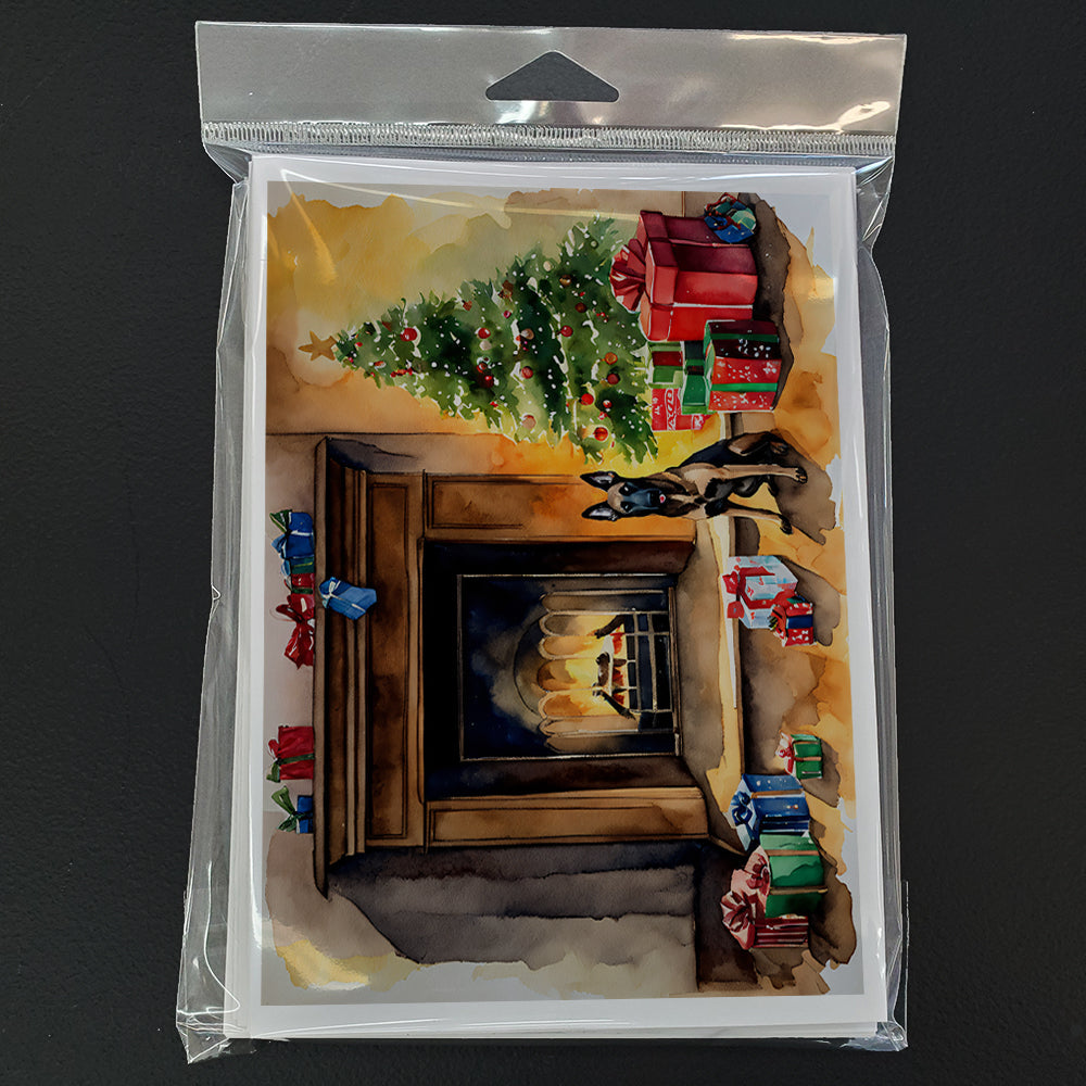 Belgian Malinois Christmas Greeting Cards Pack of 8 Blank Cards with Envelopes Whimsical A7 Size 5x7
