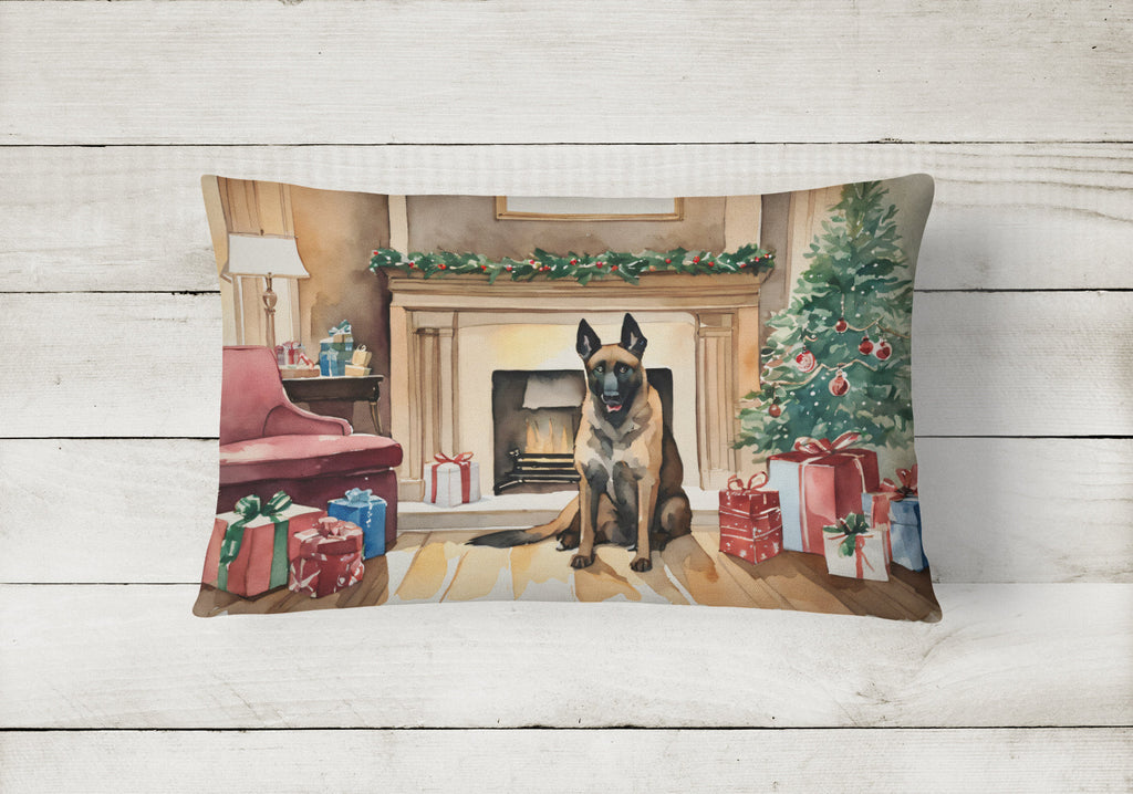 Belgian Malinois Christmas Decorative Throw Pillow 12x16 Indoor Outdoor Accent Cushion, Fabric Cover with Insert for Sofa, Bed, Porch & Living Room