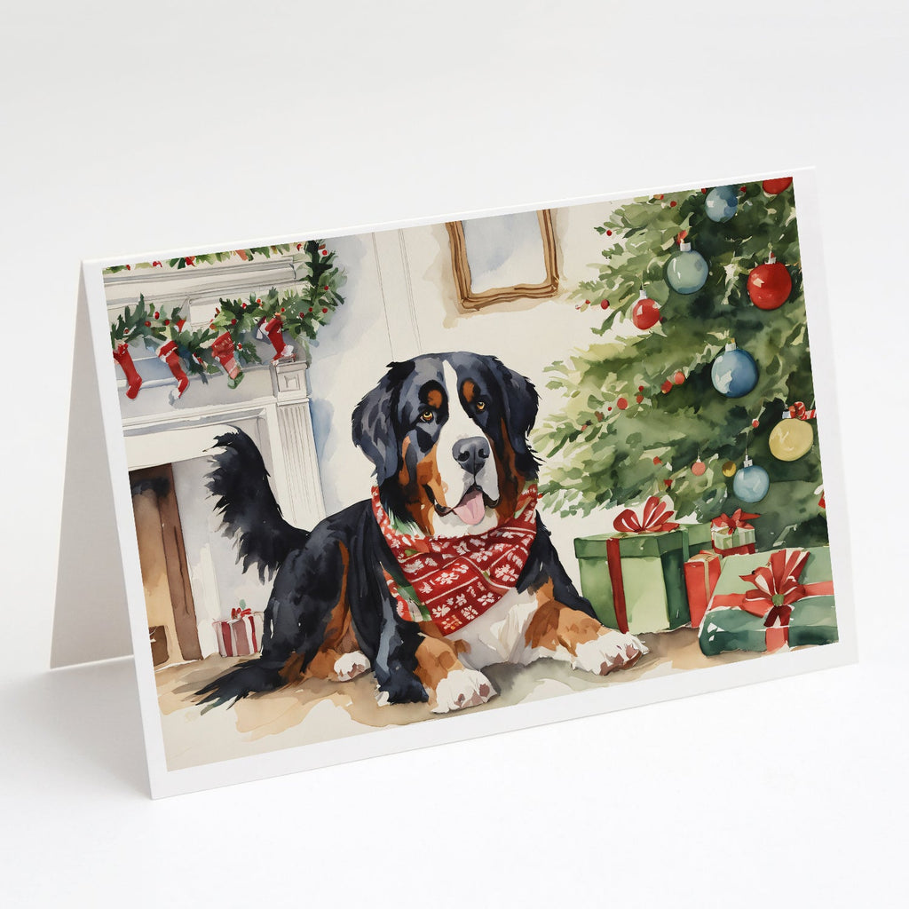 Bernese Mountain Dog Christmas Greeting Cards Pack of 8 Blank Cards with Envelopes Whimsical A7 Size 5x7