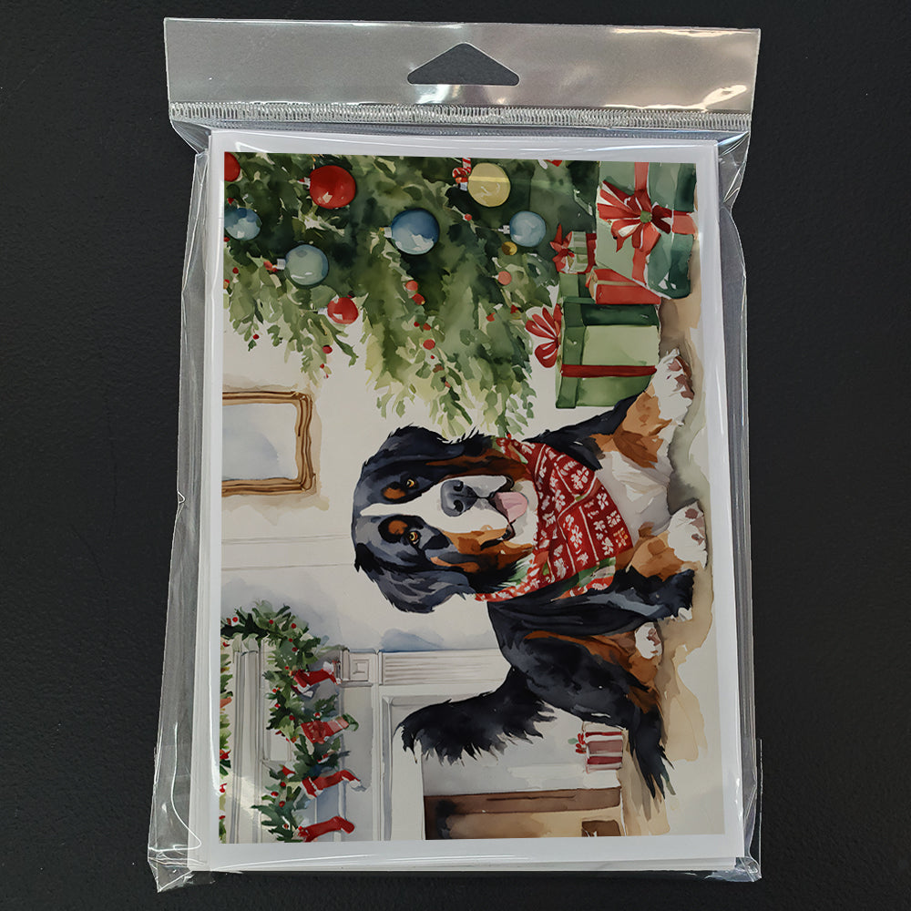 Bernese Mountain Dog Christmas Greeting Cards Pack of 8 Blank Cards with Envelopes Whimsical A7 Size 5x7