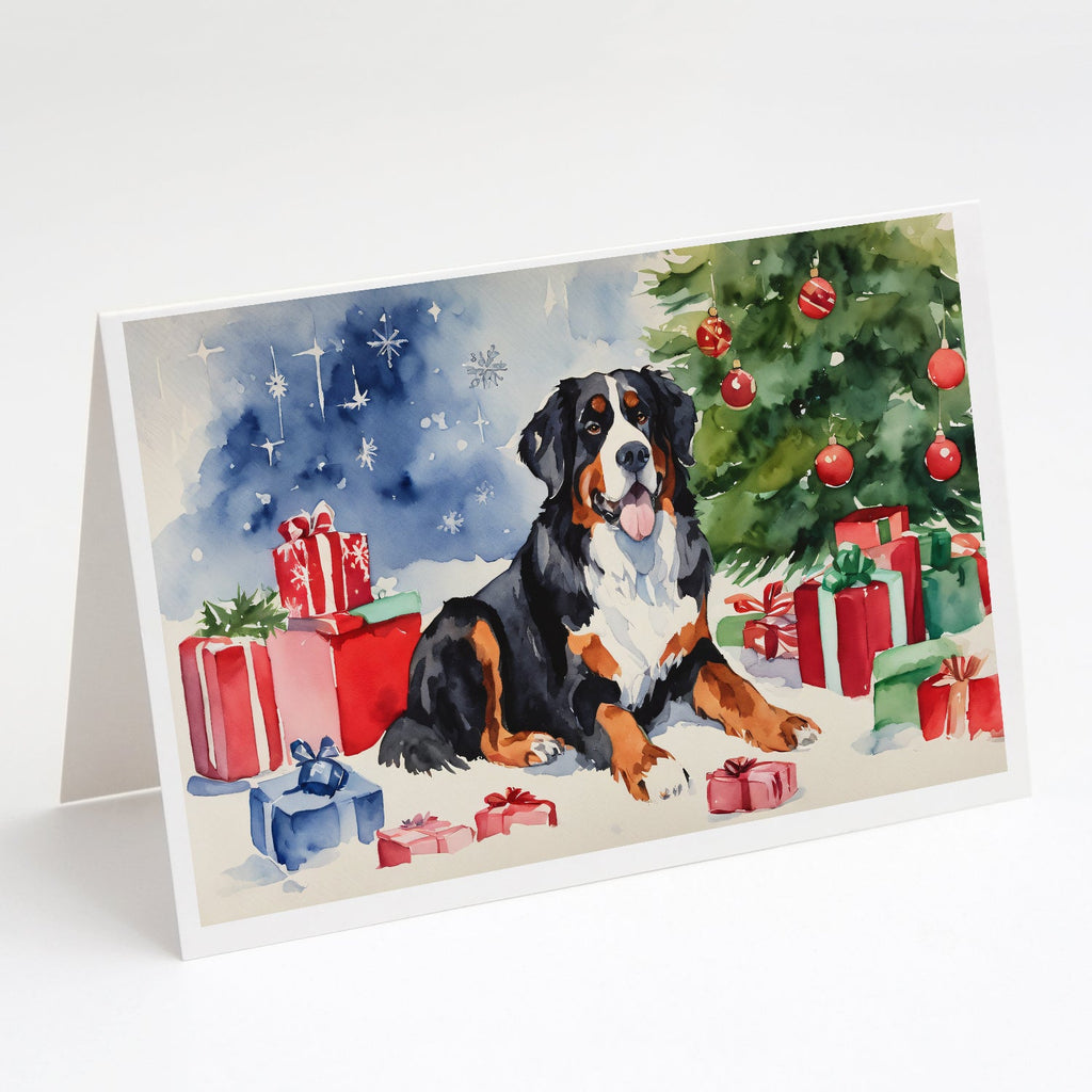 Bernese Mountain Dog Christmas Greeting Cards Pack of 8 Blank Cards with Envelopes Whimsical A7 Size 5x7