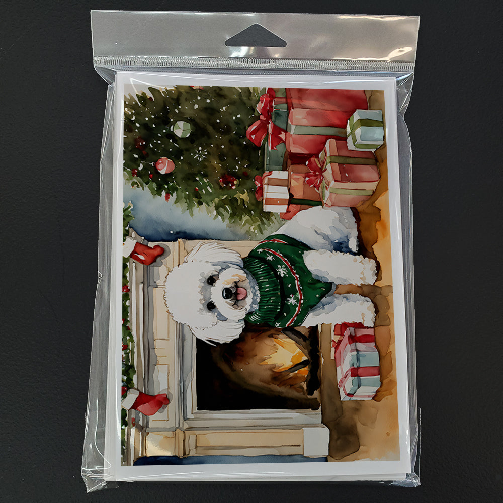 Bichon Frise Christmas Greeting Cards Pack of 8 Blank Cards with Envelopes Whimsical A7 Size 5x7