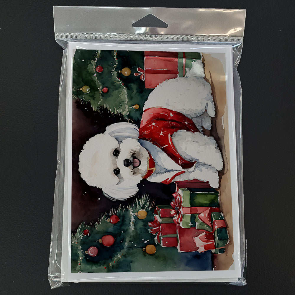 Bichon Frise Christmas Greeting Cards Pack of 8 Blank Cards with Envelopes Whimsical A7 Size 5x7