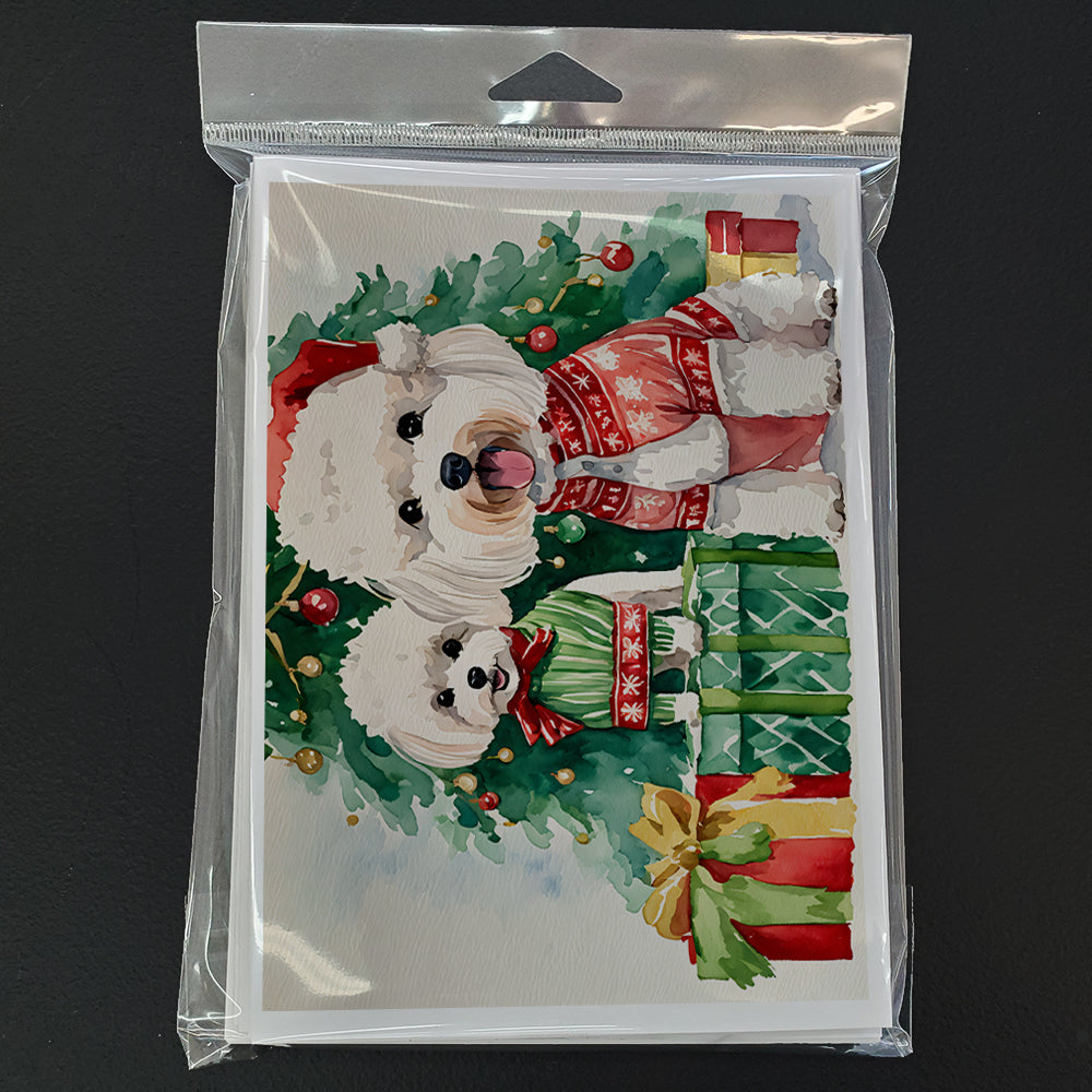 Bichon Frise Christmas Greeting Cards Pack of 8 Blank Cards with Envelopes Whimsical A7 Size 5x7