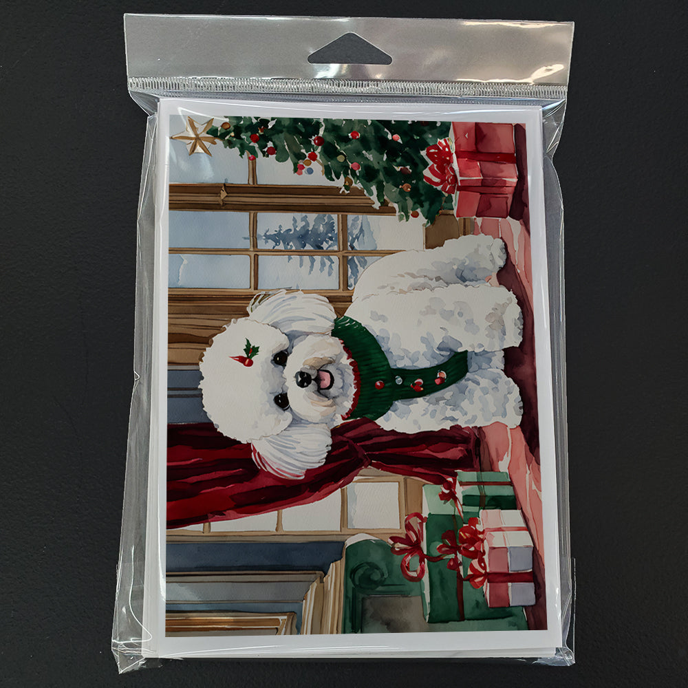 Bichon Frise Christmas Greeting Cards Pack of 8 Blank Cards with Envelopes Whimsical A7 Size 5x7