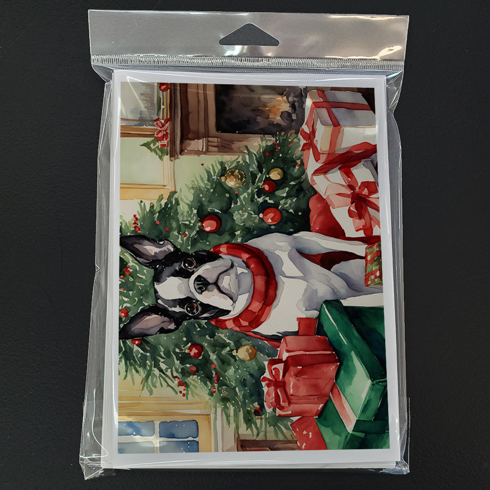 Boston Terrier Christmas Greeting Cards Pack of 8 Blank Cards with Envelopes Whimsical A7 Size 5x7
