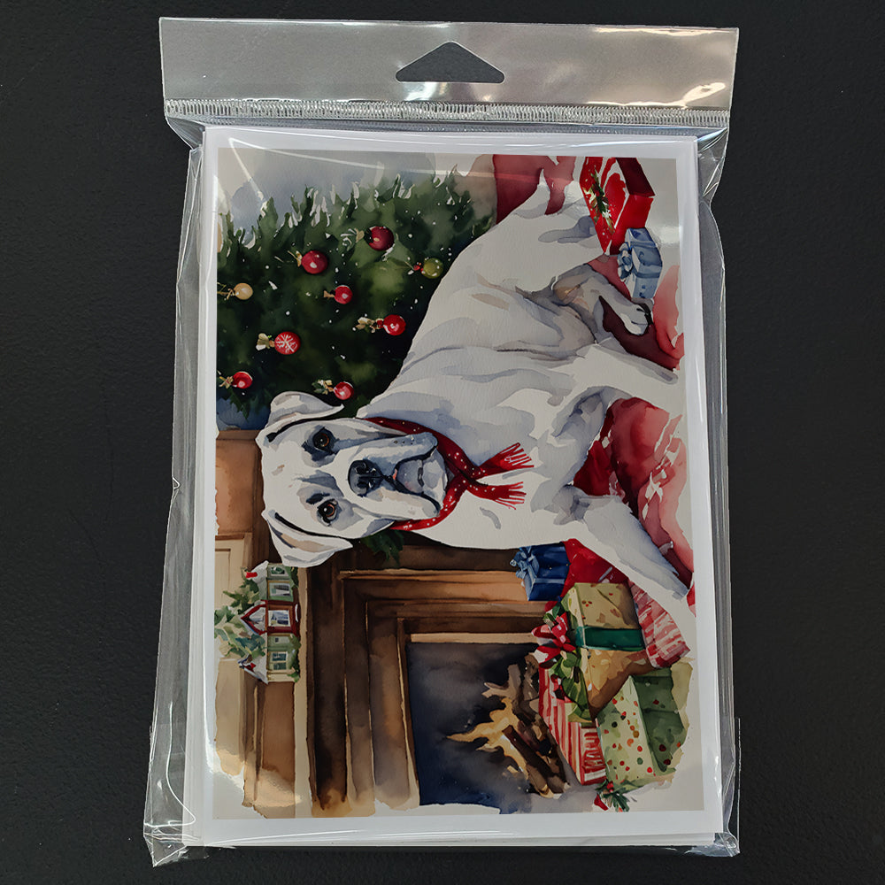 White Boxer Christmas Greeting Cards Pack of 8 Blank Cards with Envelopes Whimsical A7 Size 5x7