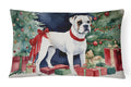 White Boxer Christmas Decorative Throw Pillow 12x16 Indoor Outdoor Accent Cushion, Fabric Cover with Insert for Sofa, Bed, Porch & Living Room