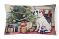 White Boxer Christmas Decorative Throw Pillow 12x16 Indoor Outdoor Accent Cushion, Fabric Cover with Insert for Sofa, Bed, Porch & Living Room
