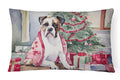 White Boxer Christmas Decorative Throw Pillow 12x16 Indoor Outdoor Accent Cushion, Fabric Cover with Insert for Sofa, Bed, Porch & Living Room