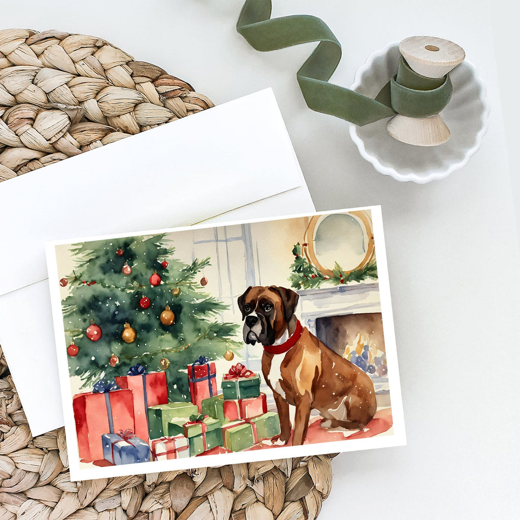 Fawn Boxer Christmas Greeting Cards Pack of 8 Blank Cards with Envelopes Whimsical A7 Size 5x7