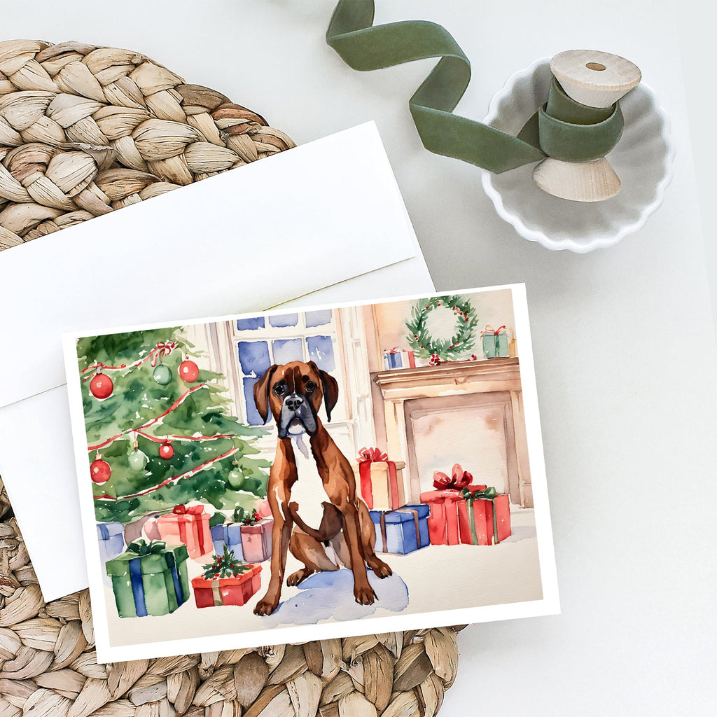 Fawn Boxer Christmas Greeting Cards Pack of 8 Blank Cards with Envelopes Whimsical A7 Size 5x7