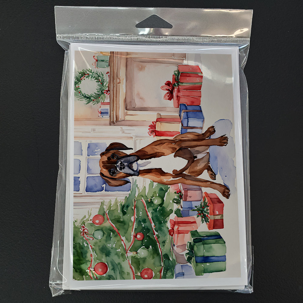 Fawn Boxer Christmas Greeting Cards Pack of 8 Blank Cards with Envelopes Whimsical A7 Size 5x7
